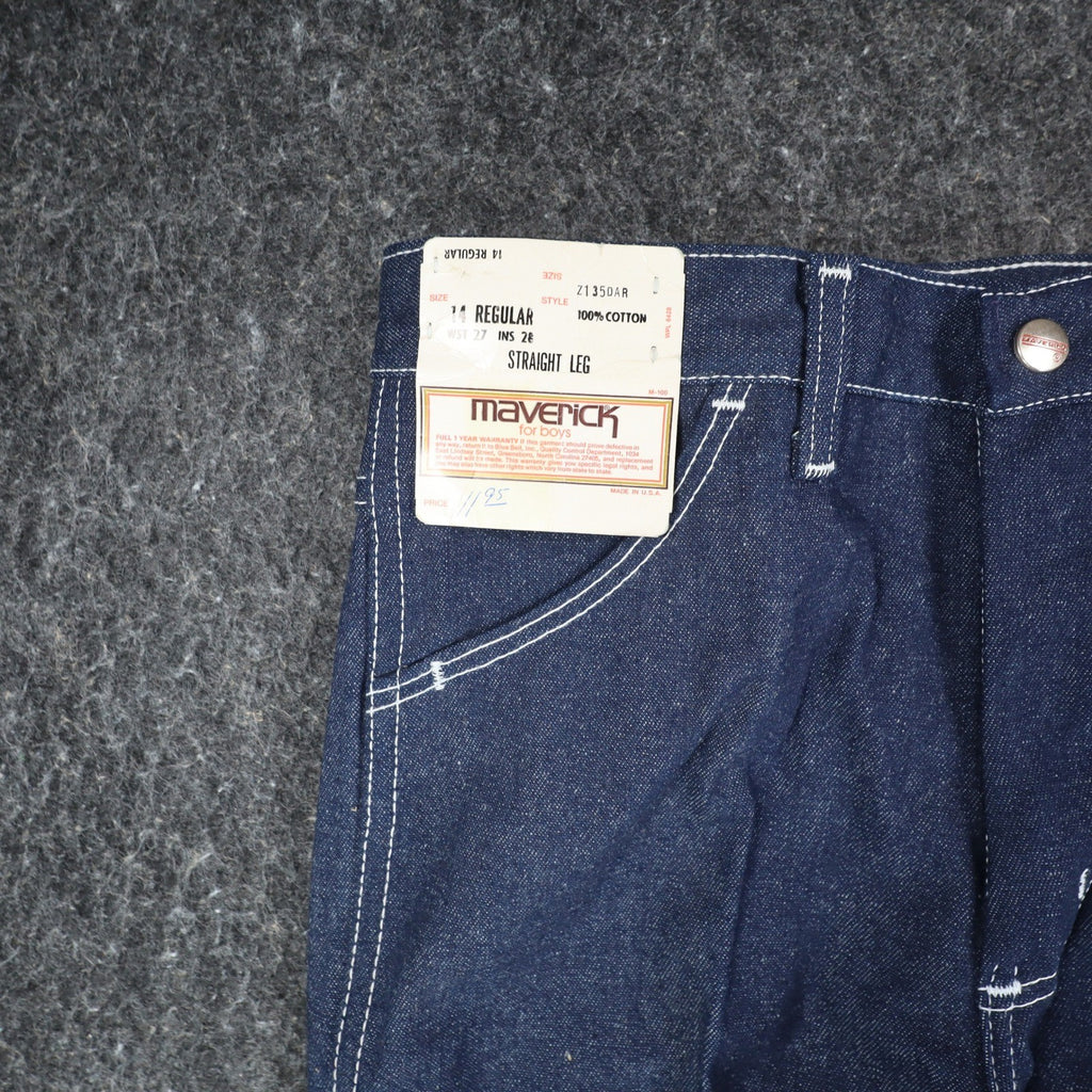 Maverick Straight Leg Jeans Boys 14 Regular Vintage 70s Blue Cotton USA Z135DAR - take2supply