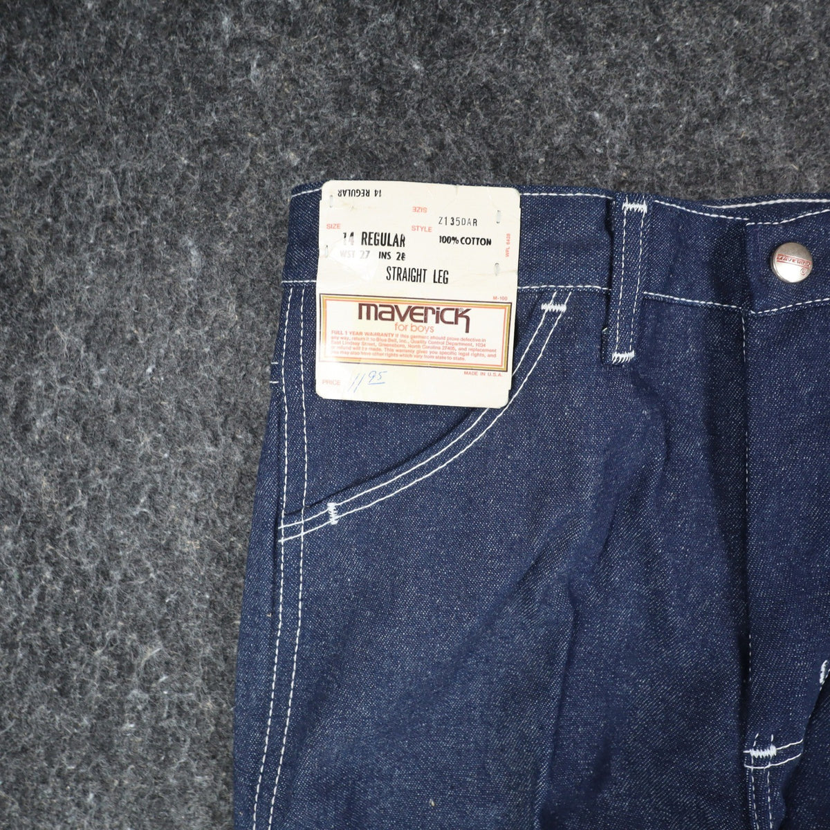 Maverick Straight Leg Jeans Boys 14 Regular Vintage 70s Blue Cotton USA Z135DAR - take2supply