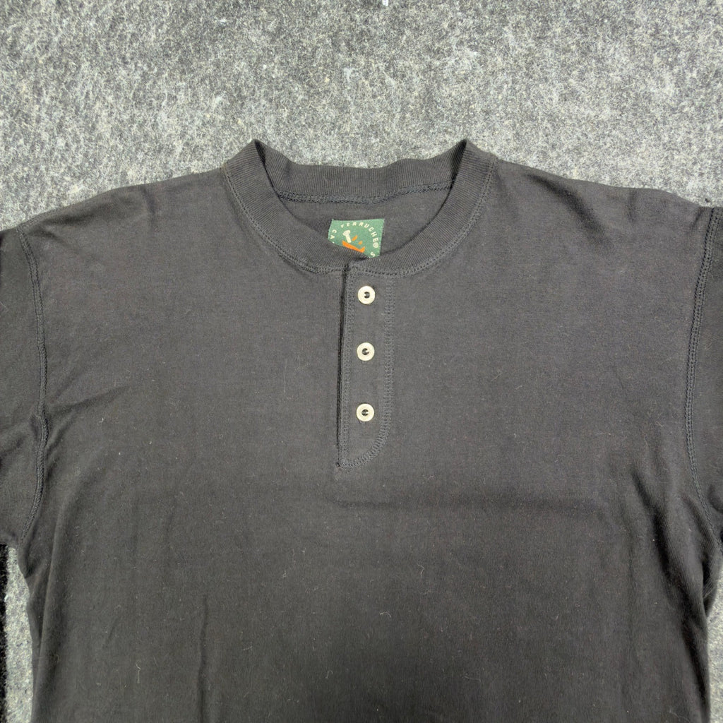 Ferruche Henley Shirt Mens M Black 100% Cotton Long Sleeve Casual New - take2supply