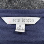 Erin London Studded Puff Sleeve Top Womens Medium Blue Viscose French Terry NWT - take2supply
