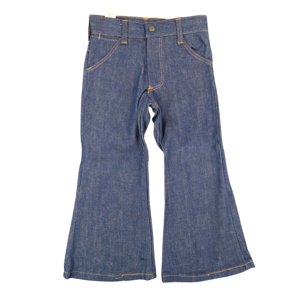 Key Vintage 70s Bell Bottom Jeans Kids 5 Reg Indigo Nu-Weave Denim Deadstock NOS - take2supply