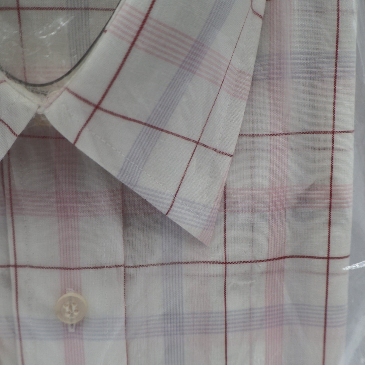 Mark VII Tailored Dress Shirt Mens 16 32/33 Vintage Plaid White Red Blue NOS - take2supply