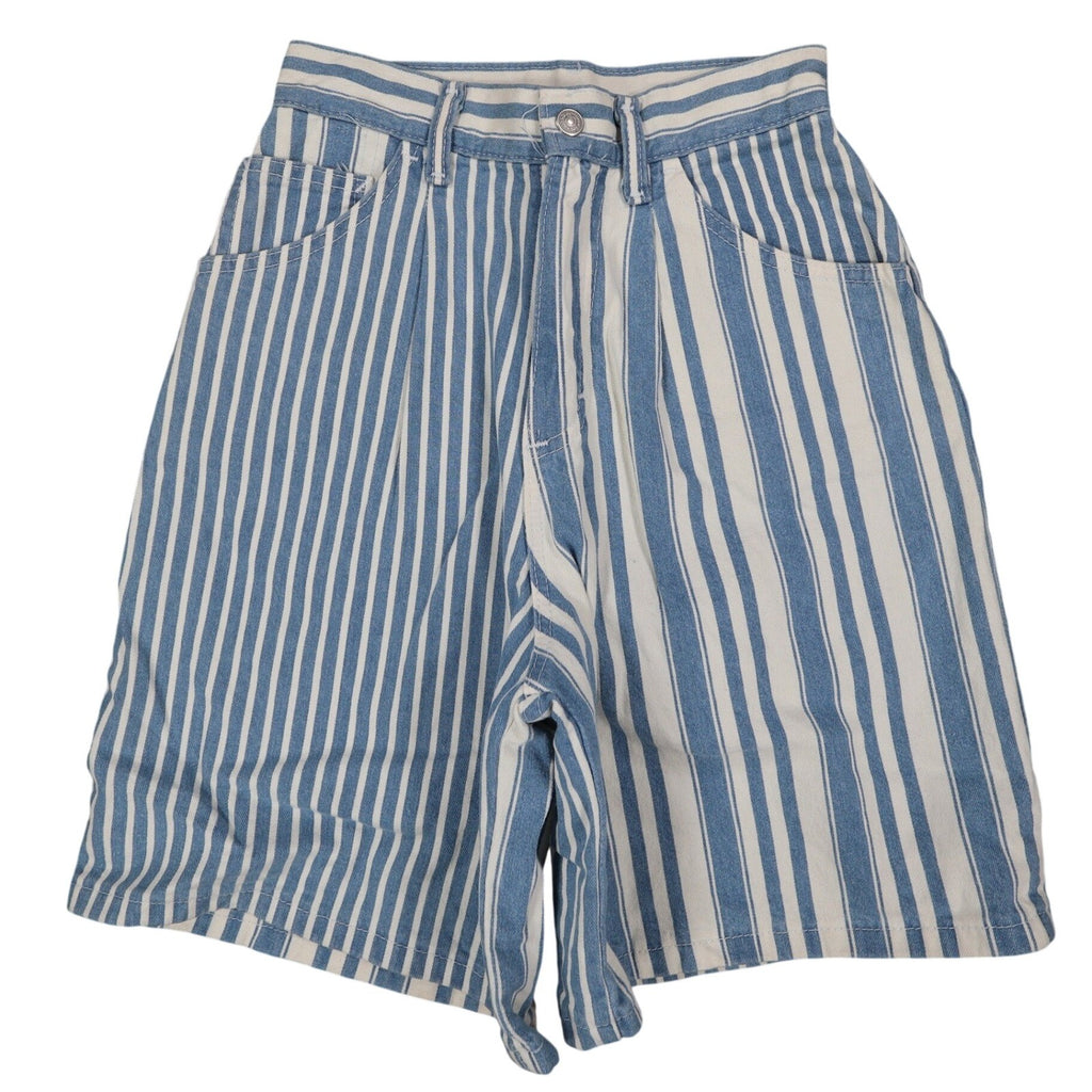 Lee Striped Shorts Girls 14 Slim Vintage 90s Blue White Cotton Loose Fit NWT - take2supply