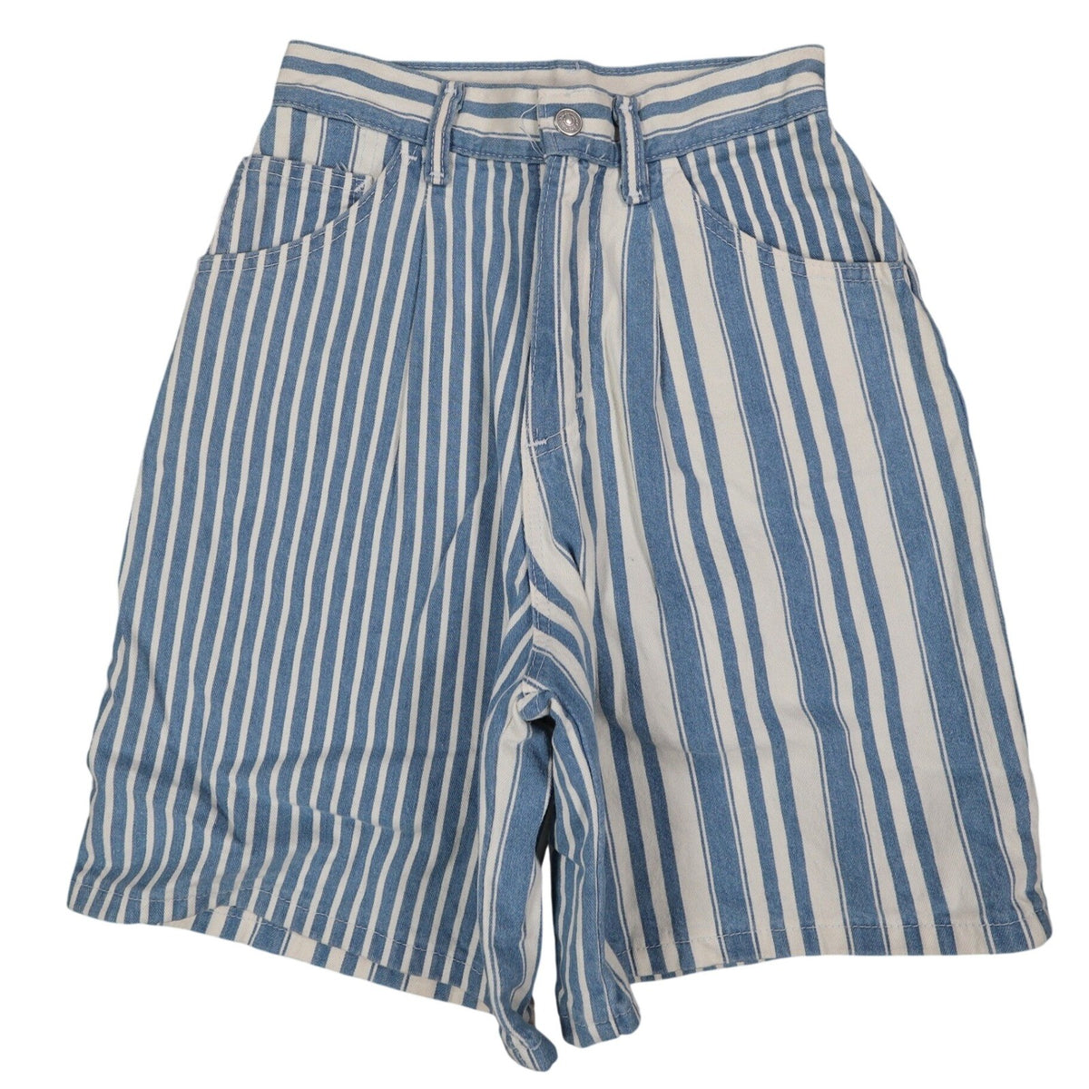 Lee Striped Shorts Girls 14 Slim Vintage 90s Blue White Cotton Loose Fit NWT - take2supply