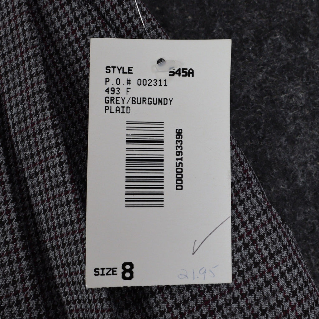 Southern Lady Plaid Dress Pants Womens 8 Vintage Grey Burgundy Pleated Trousers - take2supply
