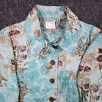 Company Collection Shirt Jacket Womens 8 Y2K Aqua Blue Paisley Floral Textured - take2supply