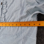 New Expressions Ruffle Shirt Womens M Vintage 80s Light Blue Cotton Boxy USA - take2supply