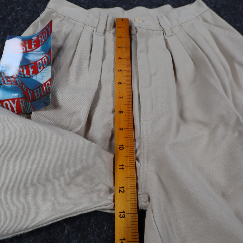 Bugle Boy Pleated Shorts Womens 9 Vintage 90s Khaki Deadstock 80705W27 - take2supply