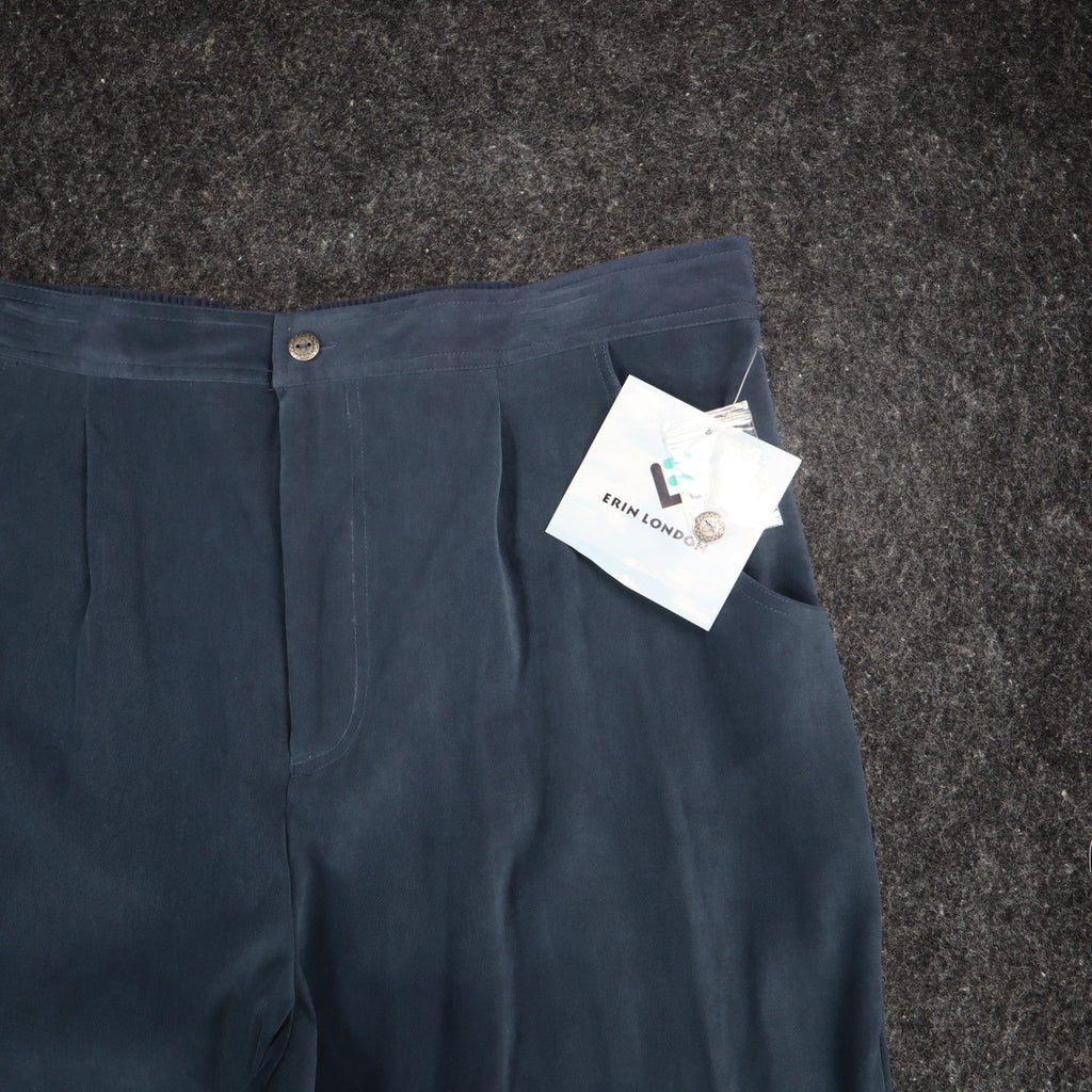 Erin London Corduroy Pants Womens XL Silverado Blue Pleated Straight Leg NWT - take2supply
