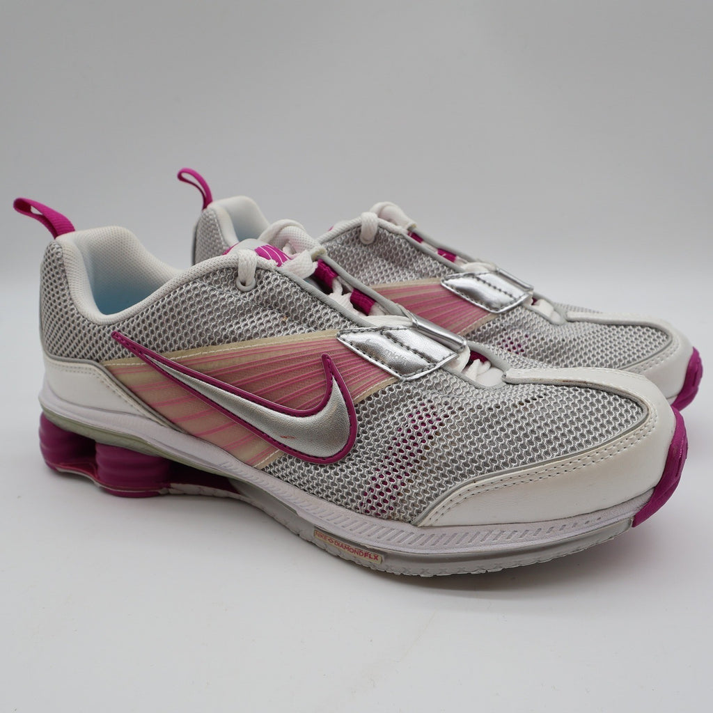 Nike Shox Zipsister+ II Womens 7 Running Shoes White Magenta Silver 366198-101 - take2supply