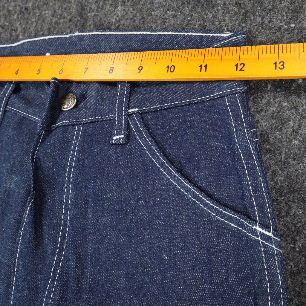 Key Jeans Denim Jeans Boys 12 Slim 24x30 Vintage 70s Dark Wash Rainbow Stitching - take2supply