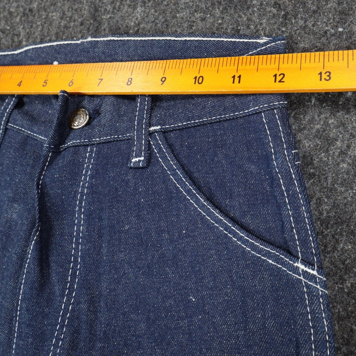 Key Jeans Denim Jeans Boys 12 Slim 24x30 Vintage 70s Dark Wash Rainbow Stitching - take2supply