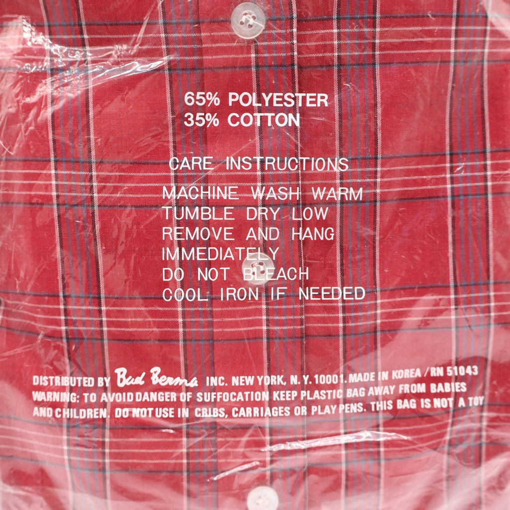 Bud Berma Weekender Plaid Shirt Mens Medium Vintage Red Cotton Blend Deadstock - take2supply