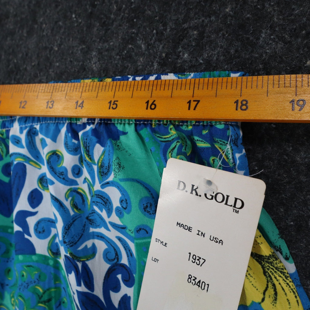 D.K. GOLD Floral Paisley Shorts Womens Medium Vintage 90s Blue Green Made in USA - take2supply
