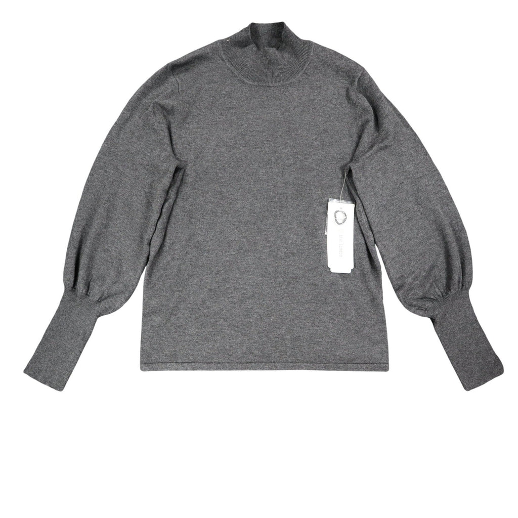 Erin London Women Large Mock Neck Balloon Sleeve Knit Top Gray 00125 NWT - take2supply