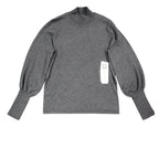 Erin London Women Large Mock Neck Balloon Sleeve Knit Top Gray 00125 NWT - take2supply