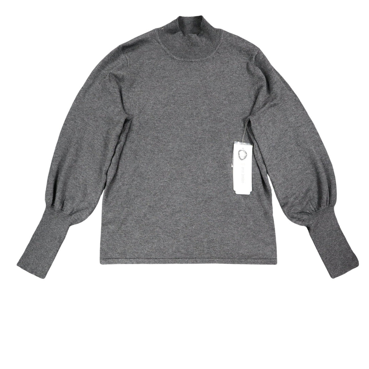 Erin London Women Large Mock Neck Balloon Sleeve Knit Top Gray 00125 NWT - take2supply