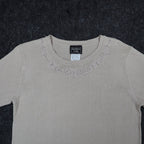 Southern Lady Sweater Womens Small NWT Y2K Buff Beige Embroidered Knit Top 122K - take2supply