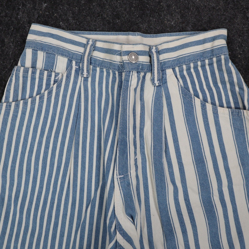 Lee Striped Shorts Girls 14 Slim Vintage 90s Blue White Cotton Loose Fit NWT - take2supply