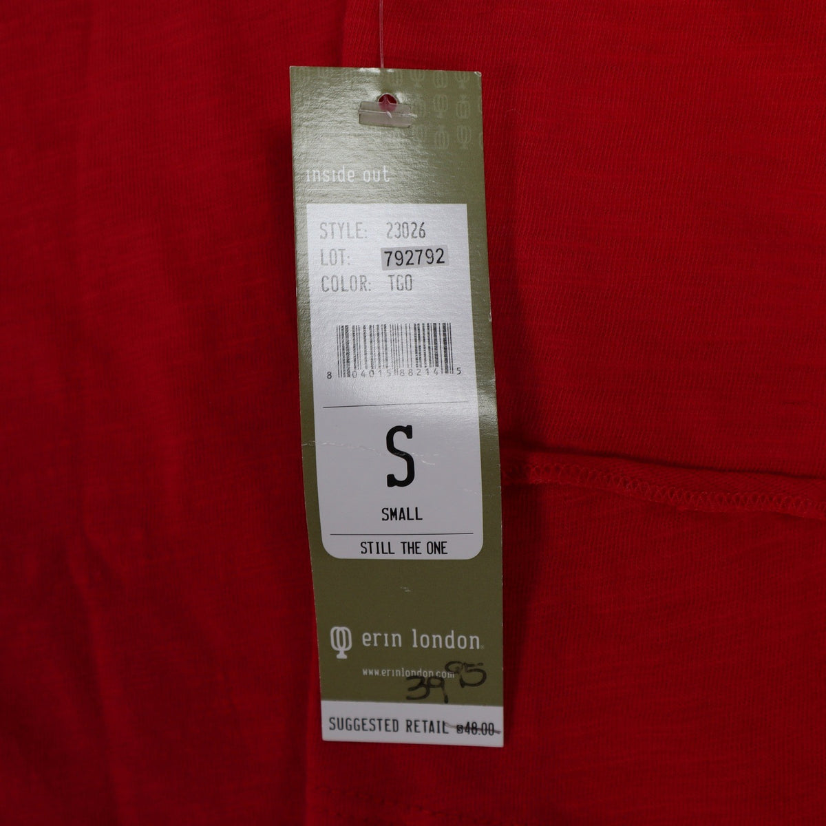 Erin London Womens S Red Cotton Hooded Pullover 3/4 Sleeve Top NWT - take2supply