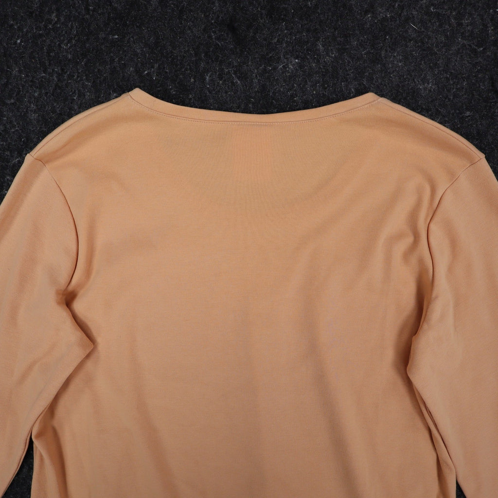 Nikki 3/4 Sleeve Top Womens Small Sandy Peach Embroidered Leaf Rhinestone NWT - take2supply