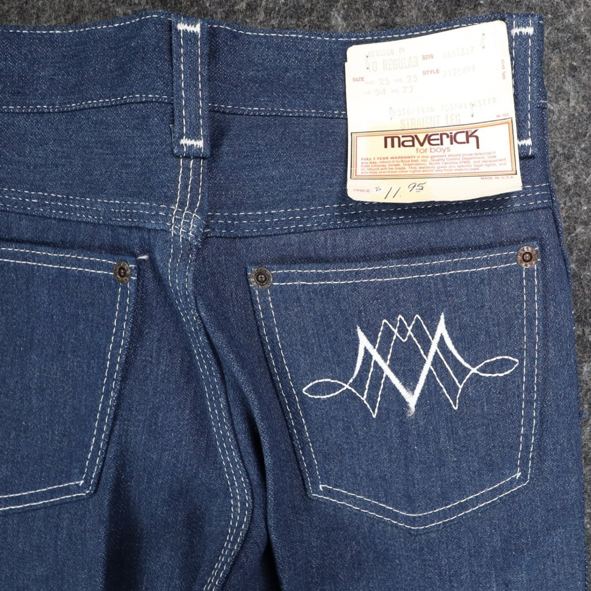 Maverick Straight Leg Jeans Boys 10 Reg Vintage 70s Blue Cotton Poly USA C951 - take2supply