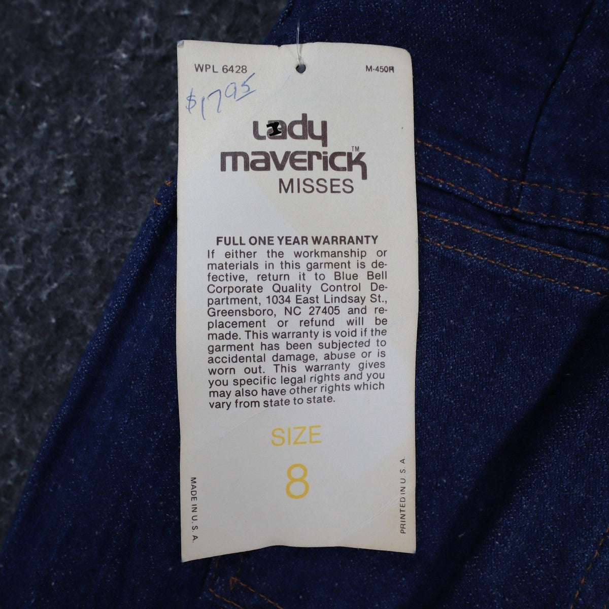 Lady Maverick Vintage Jeans Womens 8 26 Deadstock USA High Waist Straight Blue - take2supply