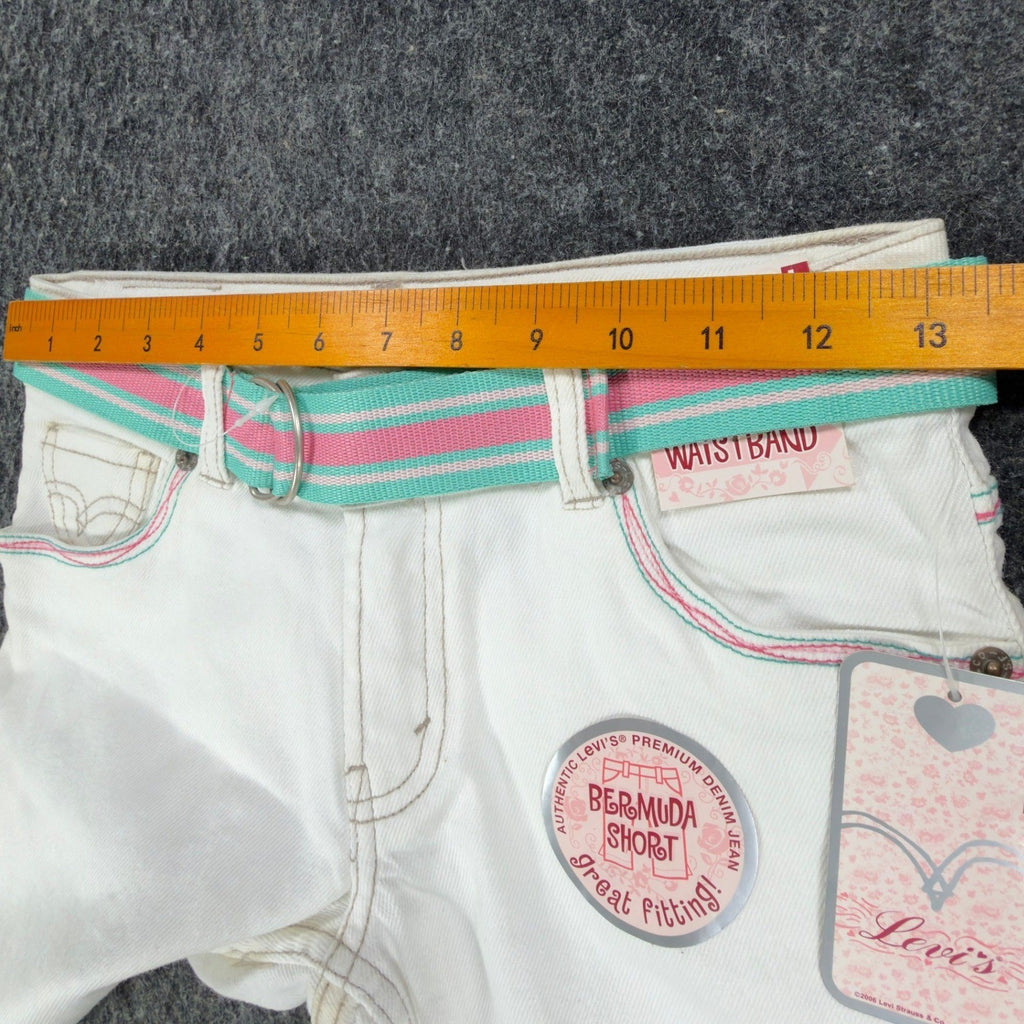 Levi's Y2K Bermuda Shorts Girls 12 White Denim NWT Deadstock - take2supply