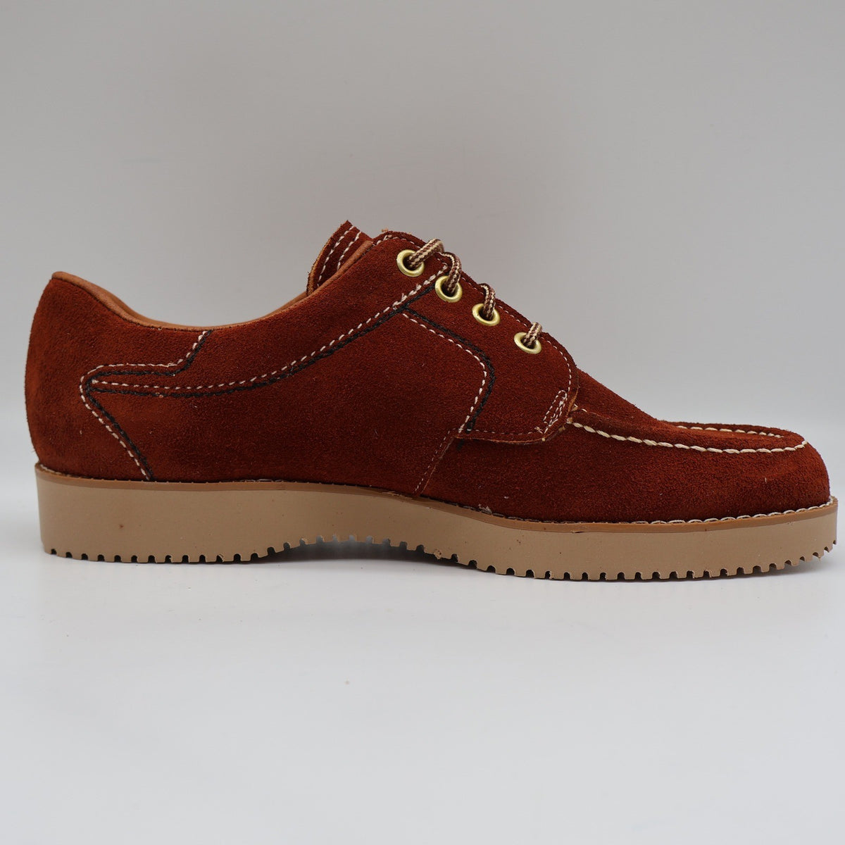 James Pepper Oxford Shoes Mens 5.5 D Vintage Rust Brown Suede Moc Toe - take2supply