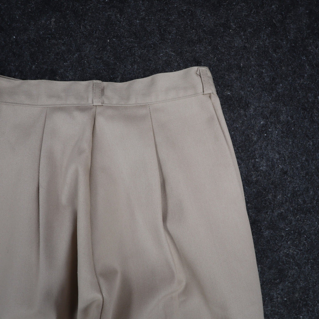 Vintage 90s High Rise Pleated Trousers Womens 11/12 Beige Wide Leg Made in USA - take2supply