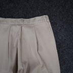 Vintage 90s High Rise Pleated Trousers Womens 11/12 Beige Wide Leg Made in USA - take2supply