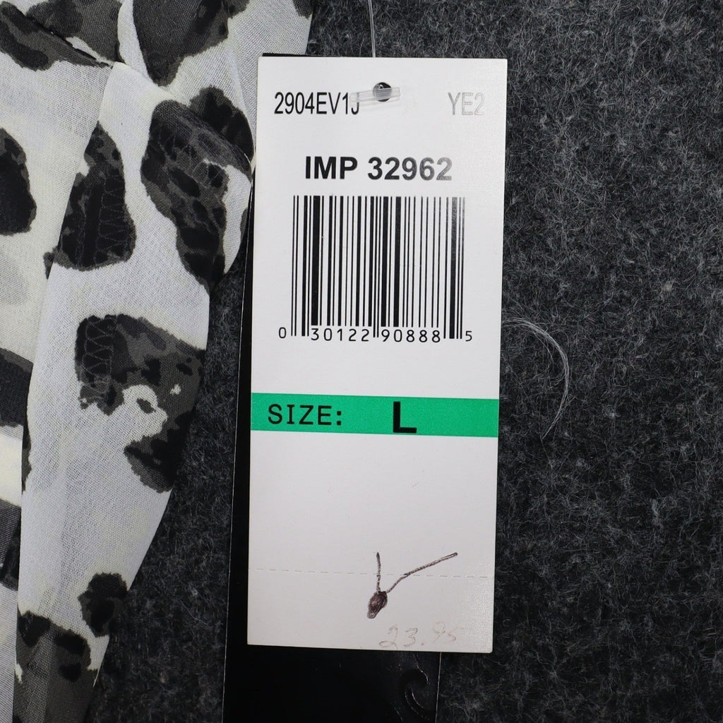 mymichelle Leopard Print Top Womens Large White Black Sheer Chiffon High-Low NWT - take2supply