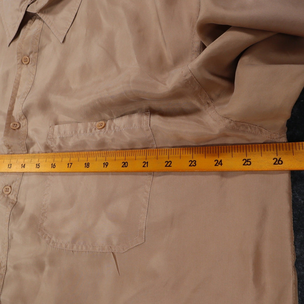 AFMK Collection by Moda Shirt Mens XL Tan 100% Silk Short Sleeve Button Down - take2supply