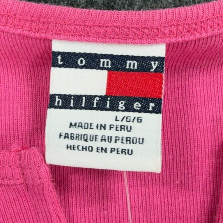 Tommy Hilfiger Y2K Lace Up Top Girls Large Pink Cotton NWT Vintage 2000s - take2supply