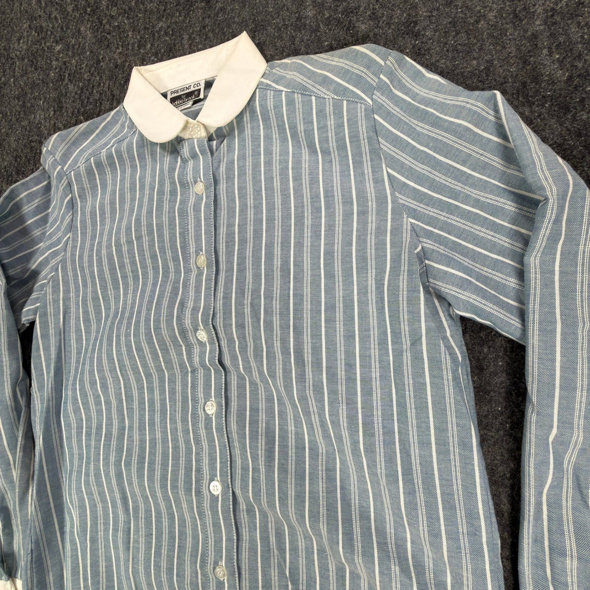 Bobbie Brooks Vintage 80s Striped Blouse Womens 5/6 Blue Cotton Blend NWT - take2supply