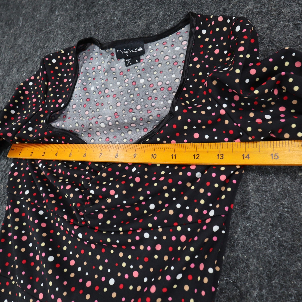My Michelle Polka Dot Dress Womens Small Y2K Black Sweetheart A-Line 3/4 Sleeve - take2supply