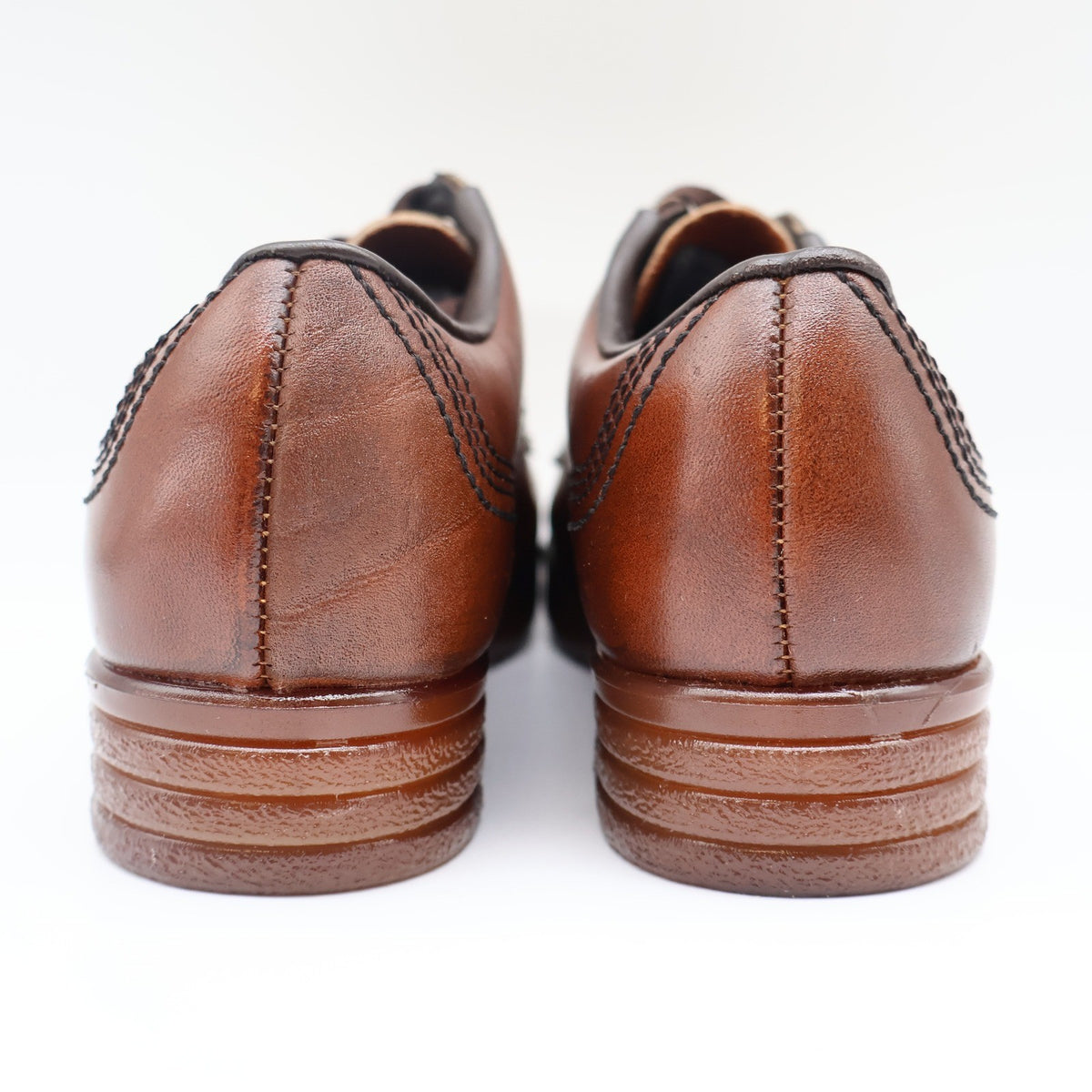 James Pepper Oxford Shoes Mens 5 D Vintage Brown Leather Moc Toe Made in USA - take2supply