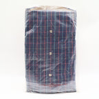Career Club Plaid Button Down Shirt Mens XL Vintage 80s Navy Poly Cotton USA NOS - take2supply