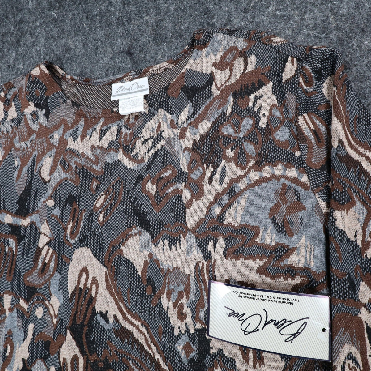 Bend Over Levi Strauss Top Womens Large Vintage 90s Brown Abstract Knit NWT USA - take2supply