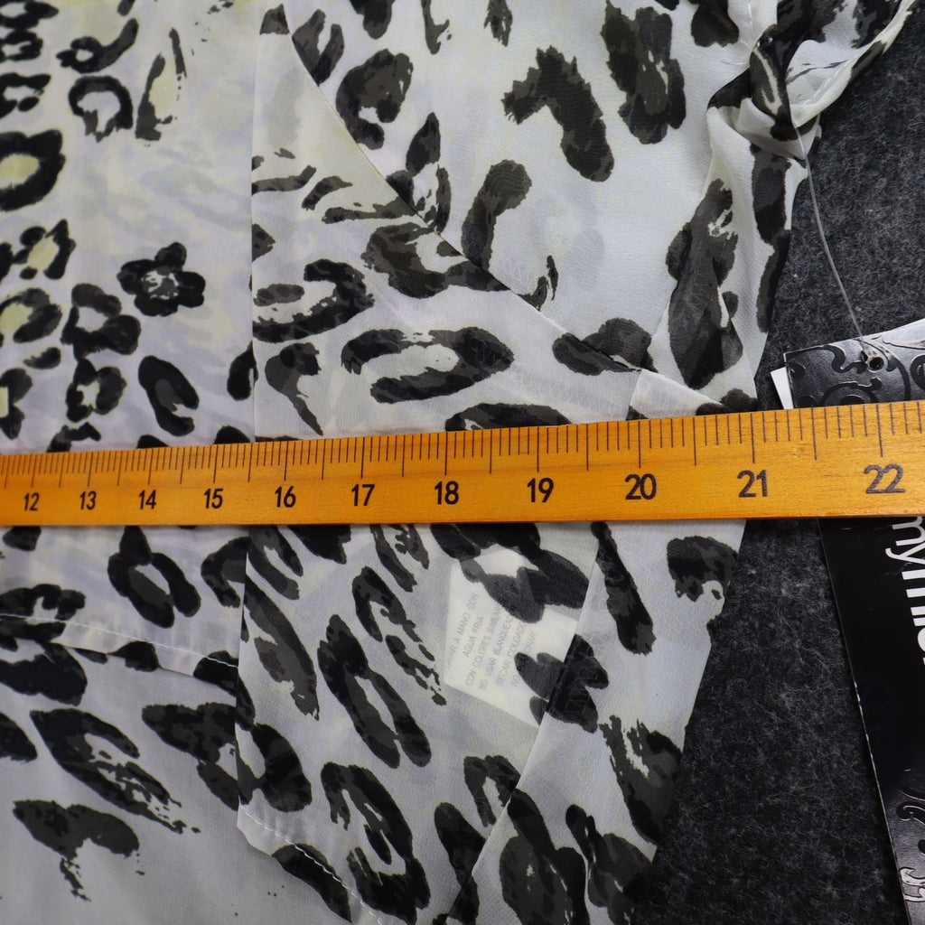 mymichelle Leopard Print Top Womens Large White Black Sheer Chiffon High-Low NWT - take2supply