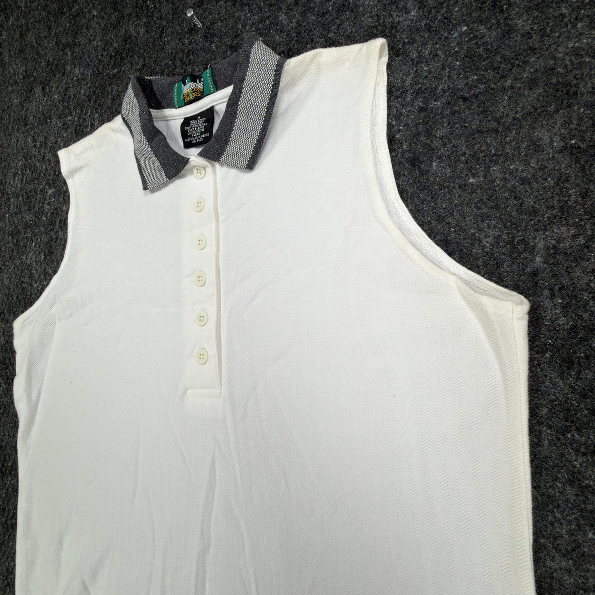 Dunbrooke Vintage Sleeveless Polo Top Womens M White Cotton Herringbone NWT - take2supply