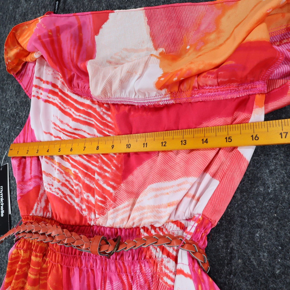 My Michelle One Shoulder Dress Womens Medium Pink Orange Abstract Print NWT - take2supply