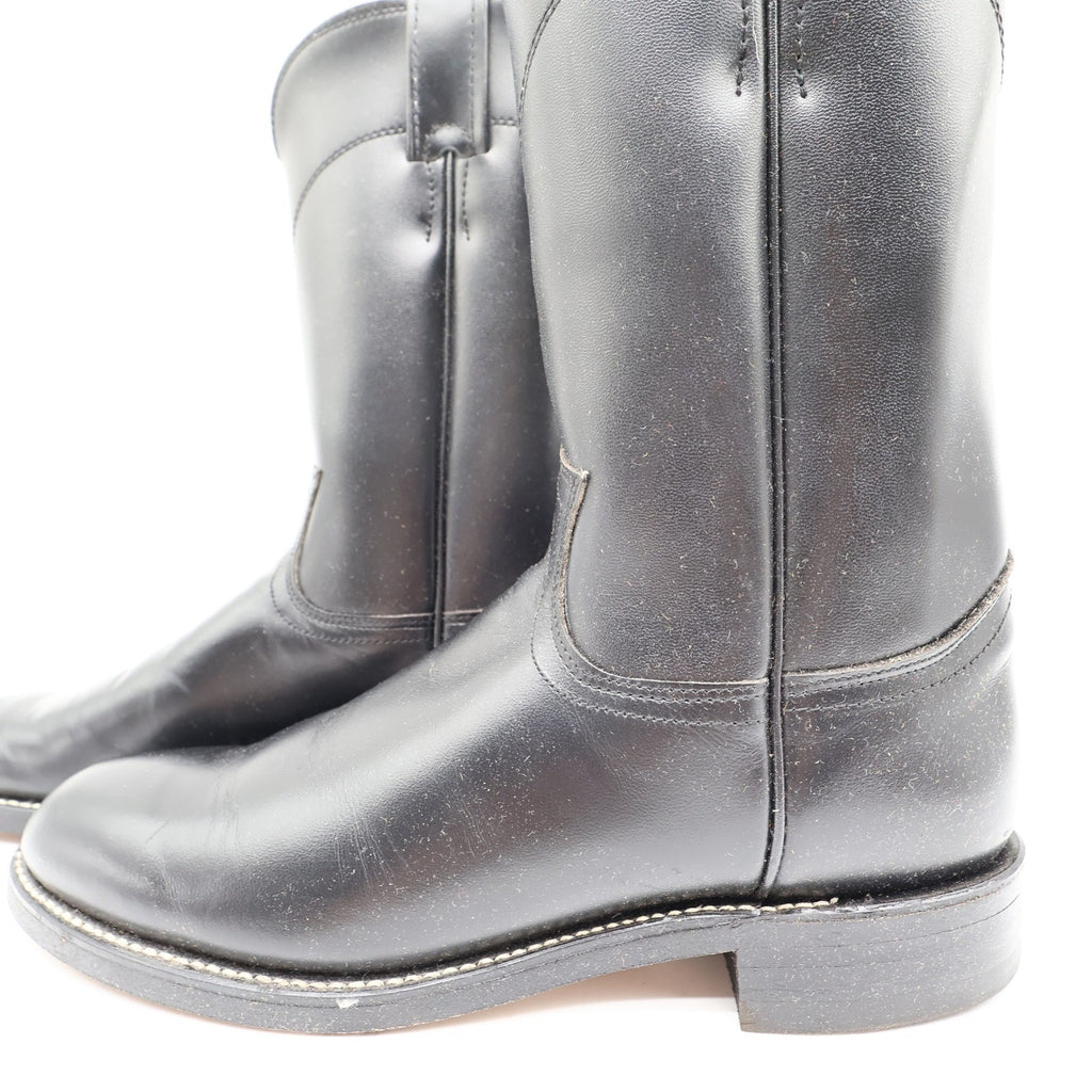 Justin Vintage Cowboy Boots Womens 6 Black Leather Deadstock NIB 3703L - take2supply
