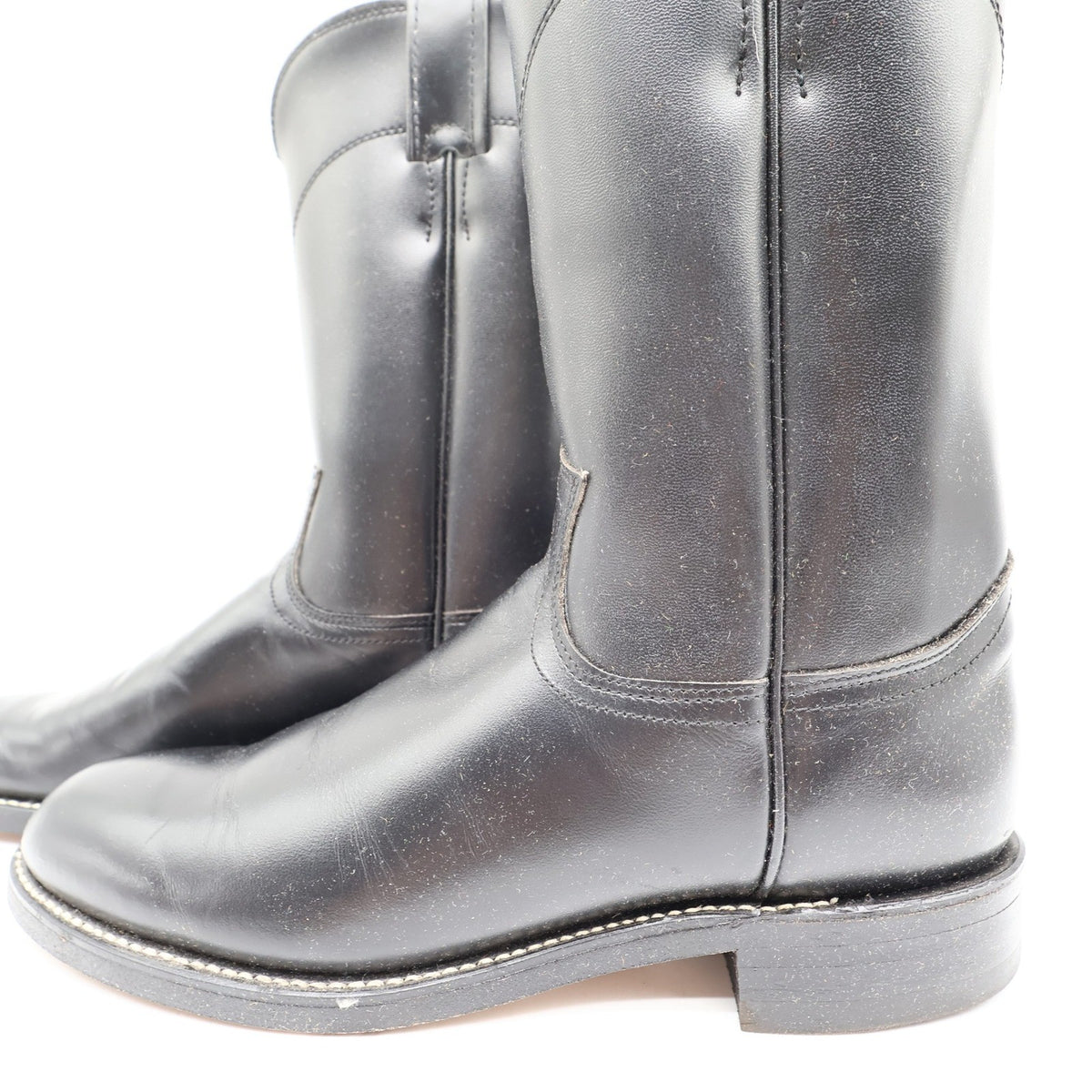 Justin Vintage Cowboy Boots Womens 6 Black Leather Deadstock NIB 3703L - take2supply