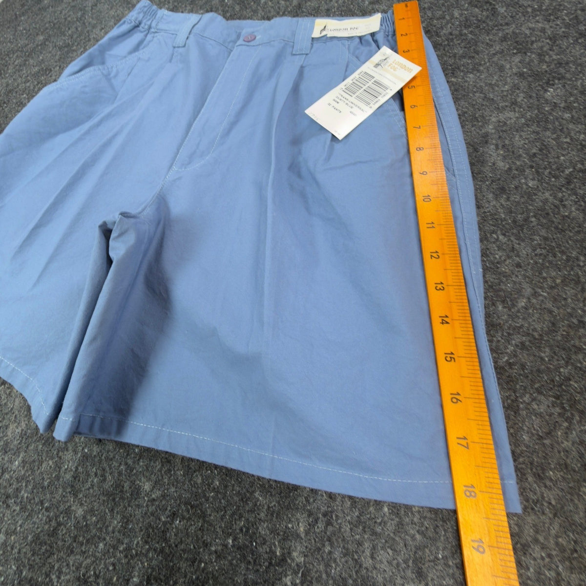 Vintage London Fog Mens 32 Blue Cotton Pleated Shorts Deadstock - take2supply