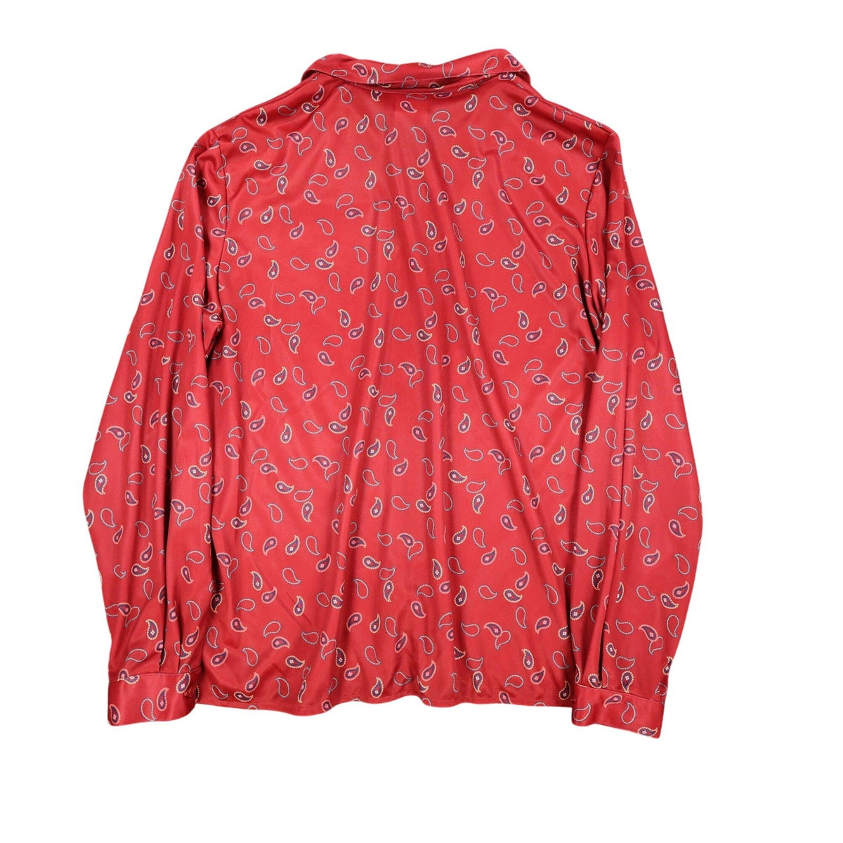 Nikki Blouse Womens 14 Vintage 90s Rust Red Paisley Polyester Button Up Shirt - take2supply