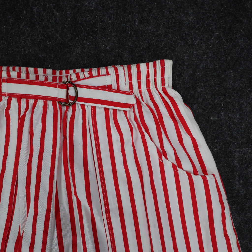 Hang Ten Shorts Womens Medium Vintage 80s Red White Striped Cotton Deadstock NWT - take2supply