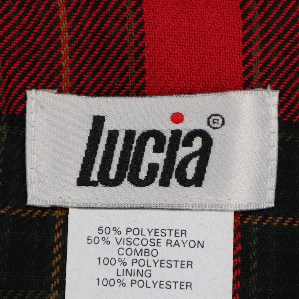 Lucia Plaid Vest Womens 14 Vintage 90s Red Tartan Gold Button Made in USA NWT - take2supply