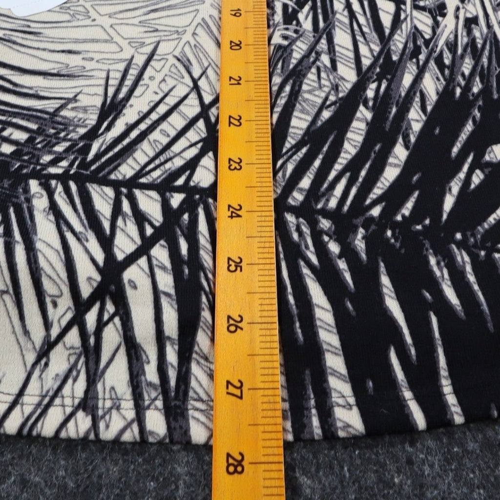 Erin London Cardigan Small Black Cream Palm Leaf Ruched Sleeve Open Front NWT - take2supply