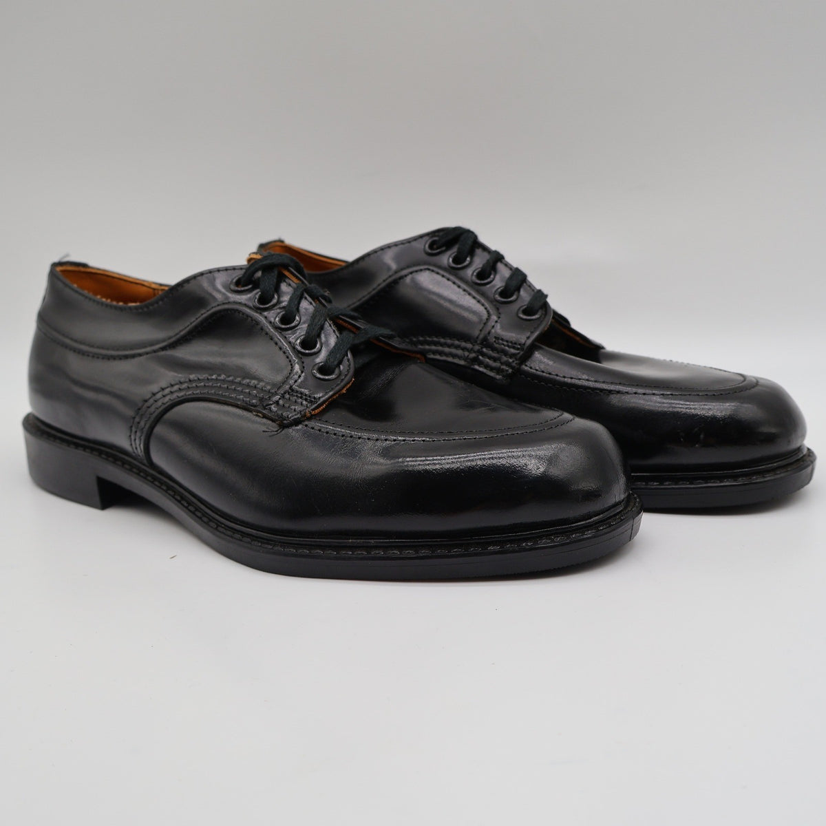Walker Shoes Vintage Black Leather Oxford Shoes Mens 7.5 Deadstock Uniform Dress - take2supply